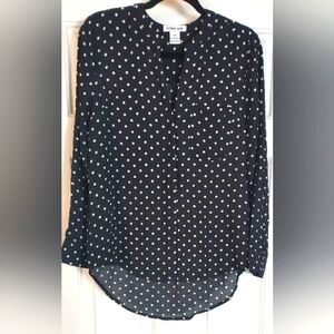 Estrna Jane Polka Dot Button Down Long Sleeve Shirt Top Size M.